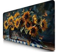 Gaming Mouse Pad Butterfly Desk Mat Large 100x50cm XXL Mouse Mat Sunflower Long Computer Keyboard Mousepad with Slip Base Desk Pad Edge for Stable on Smooth Surfaces, Water-Resistant Surface F0-648