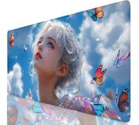 Gaming Mouse Pad Butterfly Desk Mat Large 600x400x3mm XXL Mouse Mat Cartoon Long Computer Keyboard Mousepad with Slip Base, Improved Precision Speed, Waterproof Mousemat for Office Home Gamer Y8-540