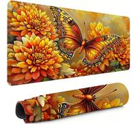 Gaming Mouse Pad Butterfly Extended Mouse Mat 1600x800x3mm Non-Slip Desk Mat Large, Soft Smooth Surface, Keyboard Pad Flower Improved Precision and Speed for Home Office, Gifts for PC Gamers xg-909