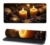 Gaming Mouse Pad Candle, Mouse Mat large Christmas 1000x500x3mm Extended Desk Mat LargeKeyboard Pad and Desk Accessories, Water-Resistant Surface and Non-Slip Mousemat for Home Office Decor MM-607