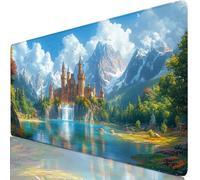 Gaming Mouse Pad Castle Desk Mat Large 1000x500x3mm XXL Mouse Mat Blue Long Computer Keyboard Mousepad with Slip Base, Improved Precision and Speed, Waterproof Mousemat for Office Home Gamer Y8-837
