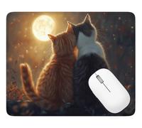 Gaming Mouse Pad Cat, Mouse Mat 60 x 40 cm with Stitched Edges, Q-2068 | Water-Resistant Surface Keyboard Mousepad Moon, with Anti-Slip Rubber Base, for Home Office Decor, Gifts for Men/Women