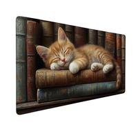 Gaming Mouse Pad Cat Mouse Pad Book Extended Desk Mat XXL 600 x 300 x 3mm, Large Mousepad with Waterproof Surface and Stitched Edges, Non-Slip Rubber Base, Mousepad for PC, Laptop, Office, Model 158