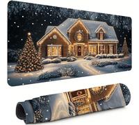 Gaming Mouse Pad Christmas Tree Extended Mouse Mat 800x300x3mm Non-Slip Desk Mat Large, Soft Smooth Surface, Keyboard Pad House Improved Precision and Speed for Office Gifts for PC Gamers xg-989
