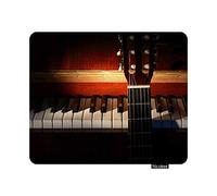 Gaming Mouse Pad Closeup of Guitar Standing Near Open Piano on Dark Background Effect Photo Non-Slip Rubber Mouse Pad for Computers, Laptop, Office 11.8" x 9.8"