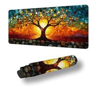 Gaming Mouse Pad Color Desk Mat Large 23.6x11.8inch Tree Of Life Mouse Mat, Extended Waterproof Mousepad with Anti-Slip Rubber Base Stitched Edges Keyboard Desk Pad for Home Office Decor Gifts S-10702