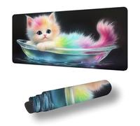 Gaming Mouse Pad Color Desk Mat Large 39.4x19.7 inch Cat Mouse Mat, Extended Waterproof Mousepad with Anti-Slip Rubber Base Stitched Edges Keyboard Desk Pad for Home Office Decor, Gifts Women S-4806