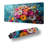 Gaming Mouse Pad Color Desk Mat Large 39.4x19.7 inch Flower Mouse Mat, Extended Waterproof Mousepad with Anti-Slip Rubber Base Stitched Edges Keyboard Desk Pad for Home Office Decor, Gifts S-5131