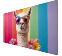 Gaming Mouse Pad Colorful Desk Mat Large 55.1x23.6in Alpaca Mouse Mat,Extended Waterproof Mousepad,With Anti-Slip Rubber Base Stitched Edges Mousemat for Gaming Office Desk Decor,Gifts for Women Z1-9
