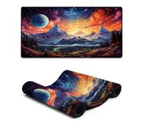 Gaming Mouse Pad Colorful Landscape Under The Planet Mouse Mat 30x60cm Table Pad Anti-Fray Stitched Edges Non-Slip Rubber Base Improved Precision And Speed