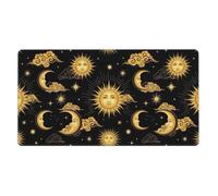 Gaming Mouse Pad Compatible with Mystical Magical Cosmic Astrology Sun Crescent Moon Stars Gold Black Art, Large Mousepad Big Computer Desk Mat for Keyboard, Full Desk Mouse Mat, 16x29.5 in