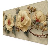Gaming Mouse Pad Cream Mouse Mat Large XXL 90 x 40cm Flower Desk Mat Large, Waterproof, Non-Slip, Improved Precision and Speed, PC, Computer, Home Office Gaming Desk Accessories for Men bd1-3807