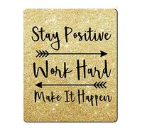 Gaming Mouse Pad Custom, Stay Positive Work Hard And Make It Happen Inspirational Quotes Mouse Pad Art Gold Glitter Black Quote 7.9X9.4 Inch