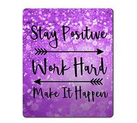 Gaming Mouse Pad Custom, Stay Positive Work Hard And Make It Happen Inspirational Quotes Mousepad Art Purple Glitter Black Quote 7.9X9.4 Inch