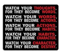 Gaming Mouse Pad Custom,Watch Your Thoughts Motivational Words Quotes Mouse Pad 7.9X9.4 Inch