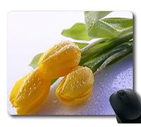 Gaming Mouse Pad Customized Natural Eco Rubber Oblong Dew On Yellow Tulips MousePad Computer Desk Stationery Accessories Mouse Pads For Gift
