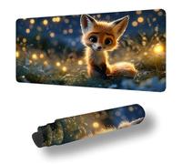 Gaming Mouse Pad Cute Desk Mat Large 23.6x11.8inch Fox Mouse Mat, Extended Waterproof Mousepad with Anti-Slip Rubber Base Stitched Edges Keyboard Desk Pad for Home Office Decor, Gifts for Women S-6854