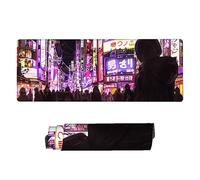 Gaming Mouse Pad, Cyberpunk Mouse Pad Large, Office Desk Accessories City Desk Pad with Stitched Edges, Mousepad with Non-Slip Base, Waterproof Large Mouse Mats for Desk (39.4 x 19.7 x 0.12 inch) U-8