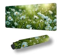 Gaming Mouse Pad Daisy Desk Mat Large 23.6x11.8 inch Flower Mouse Mat, Extended Waterproof Mousepad with Anti-Slip Rubber Base Stitched Edges Keyboard Desk Pad for Home Office Decor, Gifts S-11378