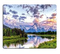 Gaming Mouse Pad Design,Grand Teton Snowy Mountains Lake Tree Landscape,11.8" x 9.8"