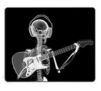 Gaming Mouse Pad Design Mat, Abstract x-ray Skull Skeleton in Headphones Playing Guitar Design Art,9.4"x7.9"