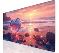 Gaming Mouse Pad, Desk Mat Large 90x30cm XXL Mouse Mat Heart Mousepad with Non-Slip Base, Extended Mouse Mat with Stitched Edges, Water Resist Surface Keyboard Mat for Office & Home, Gifts YG-840