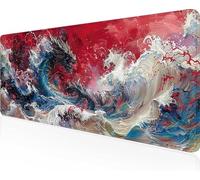 Gaming Mouse Pad Dragon, Red Mouse Pad 900x400x3 mm with Stitched Edges, Large Extended XXL Keyboard Mat with Anti Slip Base, Mause Mat for Desk Keyboard Decoration, Gifts for Men Adults PjY9045 4-1