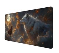 Gaming Mouse Pad Eagle Mouse Mat Wolf Desk Mat Large 80 x 30 cm, Waterproof Mousepad with Stitched Edge, Anti-Slip Rubber Base Desk Pad Computer Accessories for PC, Laptop Office/Gaming -hjw2506W6