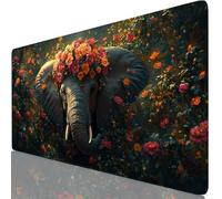 Gaming Mouse Pad Elephant Desk Mat Large 800x300x3mm XXL Mouse Mat Flower Long Computer Keyboard Mousepad with Slip Base, Improved Precision and Speed, Waterproof Mousemat for Office Home Gamer Y8-471