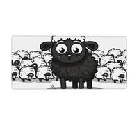 Gaming Mouse Pad Extended Full Keyboard Mat with Stitched Edges Anime Large Desk Pad with Non-Slip Base Cartoon Black White Sheep Mouse Mat for Gaming and Office 16 x 35.5 inches Mousepad
