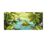 Gaming Mouse Pad Extended Full Keyboard Mat with Stitched Edges Anime Large Desk Pad with Non-Slip Base Many Frogs Sing Mouse Mat for Gaming and Office 16 x 35.5 inches Mousepad