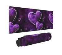 Gaming Mouse Pad Extended Full Keyboard Mat with Stitched Edges Anime Large Desk Pad with Non-Slip Base Purple Hearts Mouse Mat for Gaming and Office 31.5 x 11.8 inches Mousepad
