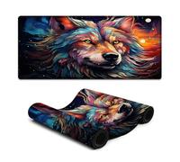 Gaming Mouse Pad Fantasy Wolf Large Desk Pad with Soft Smooth Surface And Anti Slip Rubber Base for Gamer Office & Home Desk Decor 40x90cm