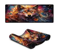 Gaming Mouse Pad Fantasy Wolf Painting Large Mouse Mat 30x80cm Keyboard Desk Mat Non Slip Base Waterproof And Stain Proof Suitable for PCLaptop