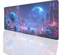 Gaming Mouse Pad Flower City Mouse Mat 47.4x23.7 inch with Stitched Edges, Large Extended XXL with Anti Slip Base, Desk Pad for Desk Keyboard Water Decor, Gifts for Men Kids LMDT7241