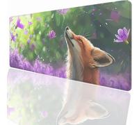 Gaming Mouse Pad Flower Fox Mouse Mat 35.5 x 11.8 inch with Stitched Edges, Large Extended XXL with Anti Slip Base, Desk Pad for Desk Keyboard Water Decor, Gifts for Men Kids LMDT6832