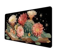 Gaming Mouse Pad Flower Mouse Mat Cactus Desk Mat Large 60 x 30 cm, Waterproof Mousepad with Stitched Edge, Anti-Slip Rubber Base Desk Pad Computer Accessories for PC, Laptop Office/Gaming -hjw2506I6