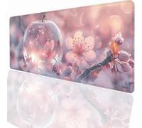 Gaming Mouse Pad Flower Pink Mouse Mat 47.4x23.7 inch with Stitched Edges, Large Extended XXL with Anti Slip Base, Desk Pad for Desk Keyboard Water Decor, Gifts for Men Kids LMDT11018