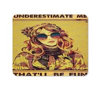 Gaming Mouse Pad for Desk - Rubber Base Computer Mouse Mat - Mouse Mat - Cloth Mousepad with Stitched Edges - Go Ahead Underestimate Me That'll Be Fun, Hippie Girl 8x10 Inch