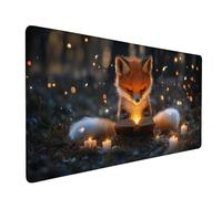 Gaming Mouse Pad Forest Mouse Pad Fox Extended Desk Mat XXL 900 x 400 x 3mm, Large Mousepad with Waterproof Surface and Stitched Edges, Non-Slip Rubber Base, Mousepad for Laptop, Office, Model 230