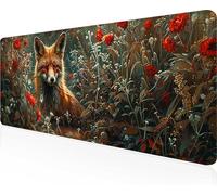 Gaming Mouse Pad Fox, Yellow Mouse Pad 800x300x3mm with Stitched Edges, Large Extended XXL Keyboard Mat with Anti Slip Base, Mause Mat for Desk Keyboard Decoration, Gifts for Men Adults PjY9153 P-Y