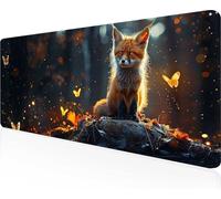 Gaming Mouse Pad Fox, Yellow Mouse Pad 900x400x3mm with Stitched Edges, Large Extended XXL Keyboard Mat with Anti Slip Base, Mause Mat for Desk Keyboard Decoration, Gifts for Men Adults PjY9005 P-5