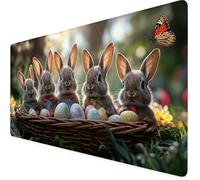 Gaming Mouse Pad Green Desk Mat Large 23.6x11.8in Rabbit Mouse Mat,Extended Waterproof Mousepad,With Anti-Slip Rubber Base Stitched Edges Mousemat for Gaming Office Desk Decor,Gifts for Women F1-212
