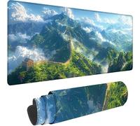 Gaming Mouse Pad Green, Large Mouse Mat 600 x 400 x 3 mm with Stitched Edges Desk Mat The Great Wall Of China, Extended XXL Mousepad with Non Slip Rubber Base Desk Pad for Home Office Accessories 7-4