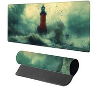 Gaming Mouse Pad Green Mouse Mat 1600x800x3mm, Waves Mousemat with Stitched Edge Design, Waterproof Surface XXL Extended Desk Pad Large for Office and Home PC Gaming Desk Accessories, Gifts K-6974