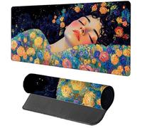 Gaming Mouse Pad Green Mouse Mat 600x300x3mm, Woman Mousemat with Stitched Edge Design, Waterproof Surface XXL Extended Desk Pad Large for Office and Home PC Gaming Desk Accessories, Gifts N-8956