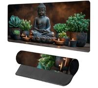Gaming Mouse Pad Green Mouse Mat 700x300x3mm, Statue Mousemat with Stitched Edge Design, Waterproof Surface XXL Extended Desk Pad Large for Office and Home PC Gaming Desk Accessories, Gifts U-8044
