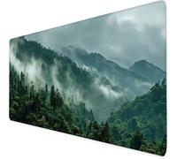 Gaming Mouse Pad Green Mouse Mat Large XXL 90 x 40cm Mountain Desk Mat Large, Waterproof, Non-Slip, Improved Precision and Speed, PC, Computer, Home Office Gaming Desk Accessories for Men bd1-807
