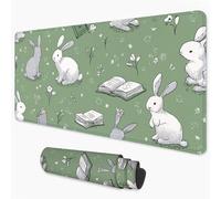 Gaming Mouse Pad Green Mouse Mat XXL 600x300 mm, Rabbit Mousepad with Smooth Surface to Improve Precision and Speed, Non-Slip Rubber Base Desk Mat for Home, Office, Gaming Room 24x12 in 3Y-222