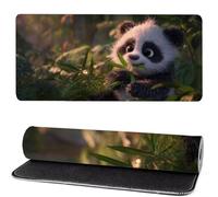 Gaming Mouse Pad Green Plants, Mouse Mat large Panda 1400x600x3mm Extended Desk Mat LargeKeyboard Pad and Desk Accessories, Water-Resistant Surface and Non-Slip Mousemat for Home Office Decor MM-824